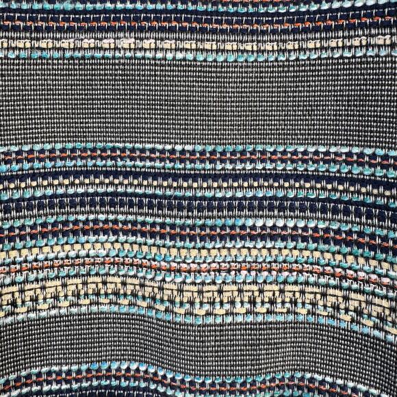 Halogen Blazer Womens 8 Blue Colorful Striped Tweed Fringe Twee Business Career - Picture 6 of 12